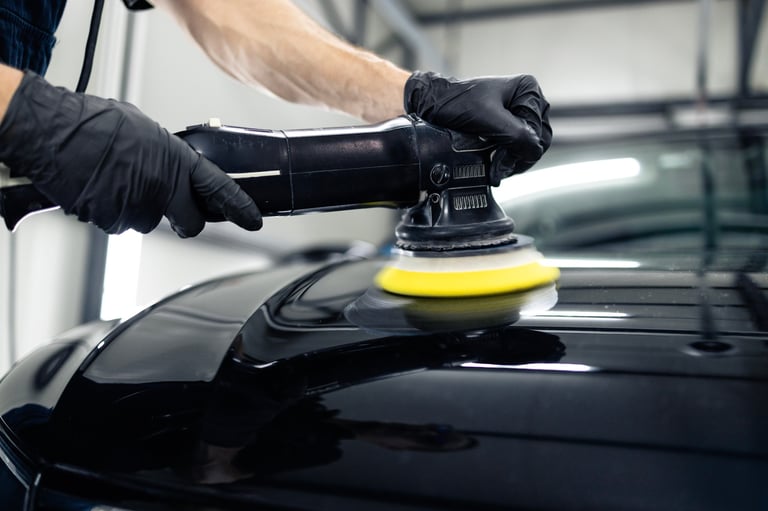 Polishing car hood